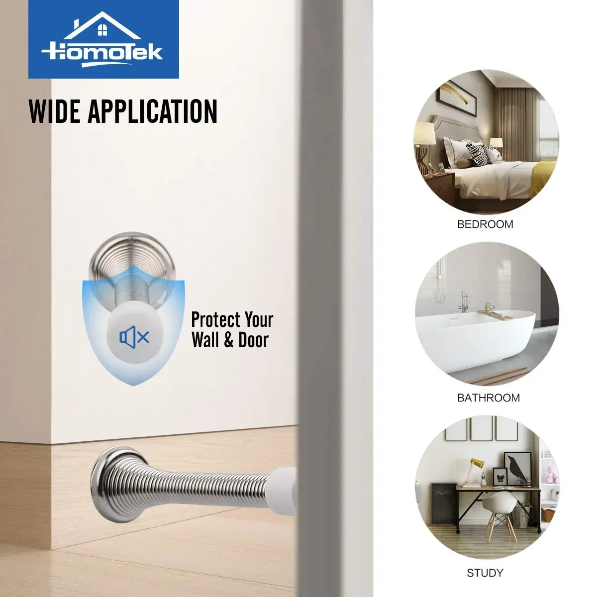 HOMOTEK 12 Pack Spring Door Stopper with Rubber Bumper 3-1/8" Satin Nickel | Protects Walls & Doors - view 6