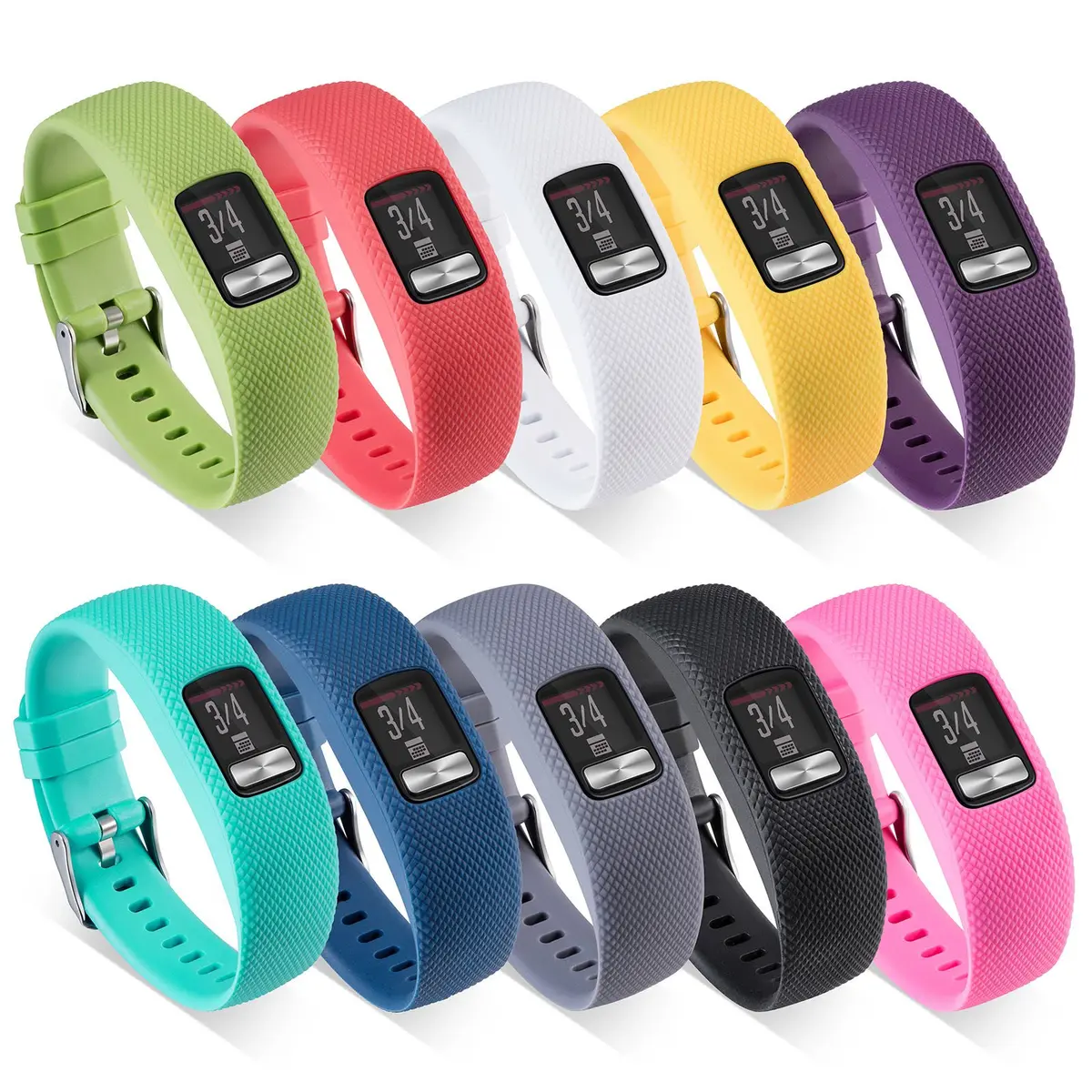 ZSZCXD Replacement Silicone Band for Garmin Vivofit 4 (10 Pack, Large) | Adjustable, Breathable, Lightweight - main product image