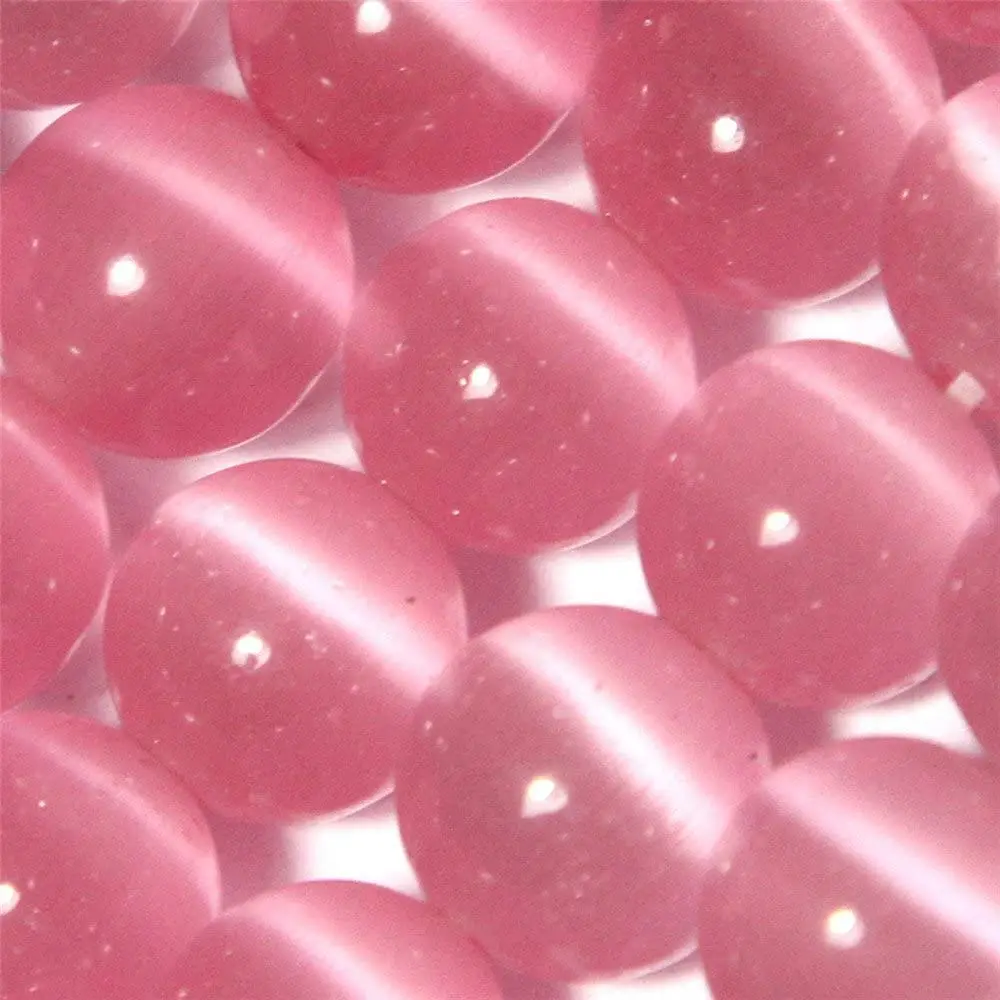LIFAVOVY 6mm Pink Cat Eye Beads Round Semi Precious Gemstone for Jewelry Making | Unique 63-66pcs Strand - view 3