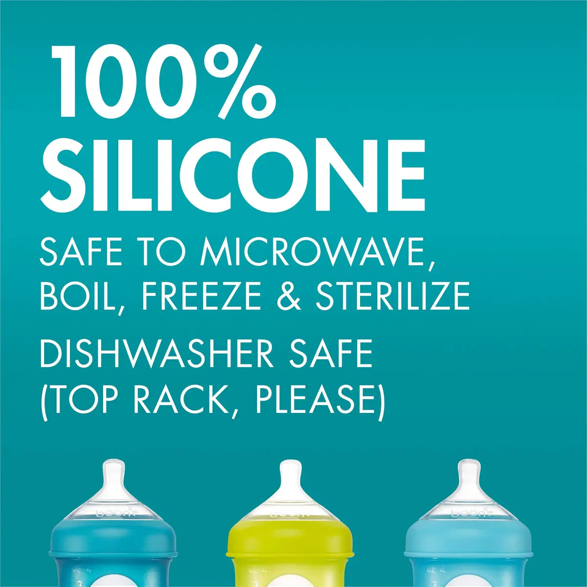 Boon Nursh Newborn Silicone Baby Bottle Nipples - Slow Flow, 3 Count | Mimics Natural Feeding - view 5