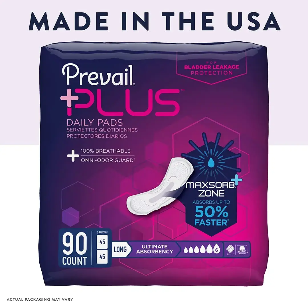 Prevail Plus Long Length Incontinence Pads Ultimate Absorbency 16 inch (40.64 cm) | USA Imported, Duties Included - view 5