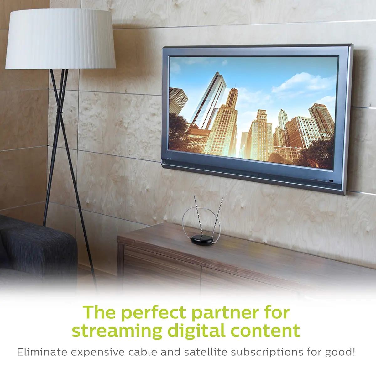 Philips Rabbit Ears Indoor TV Antenna, Dipole & Circular Loop | 1080p HD, 4K/8K Ready, ATSC 3.0, Black - view 6
