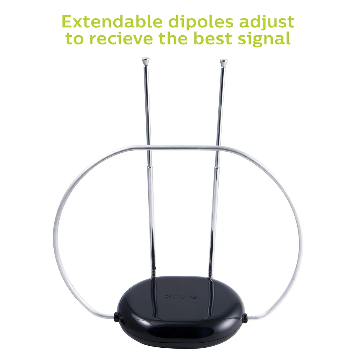 Philips Rabbit Ears Indoor TV Antenna, Dipole & Circular Loop | 1080p HD, 4K/8K Ready, ATSC 3.0, Black - view 4