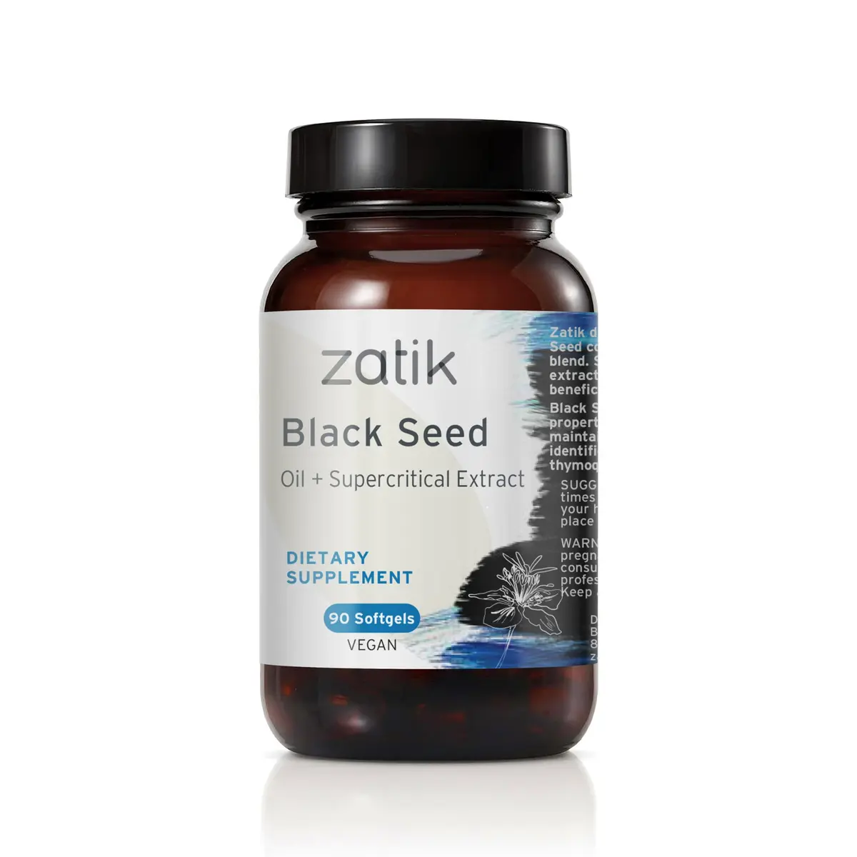 Zatik Naturals Black Cumin Seed Oil & Supercritical Extract, 90 Softgels | USDA Organic, Cold Pressed, Vegan - main product image