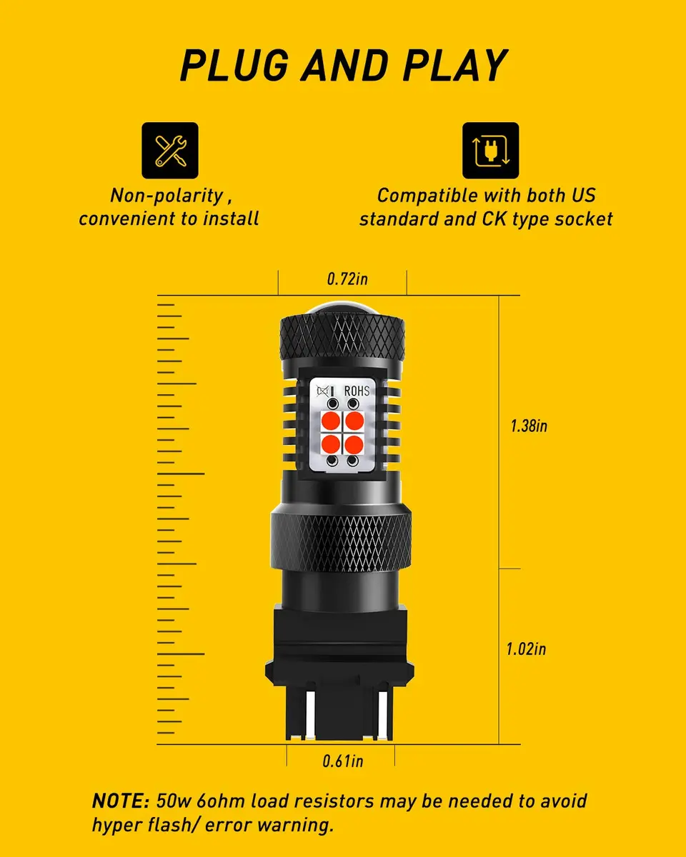 AUXITO Red 3157 LED Brake Light Bulbs Pack of 2 | Ultra Bright 700% Improved Visibility - view 5