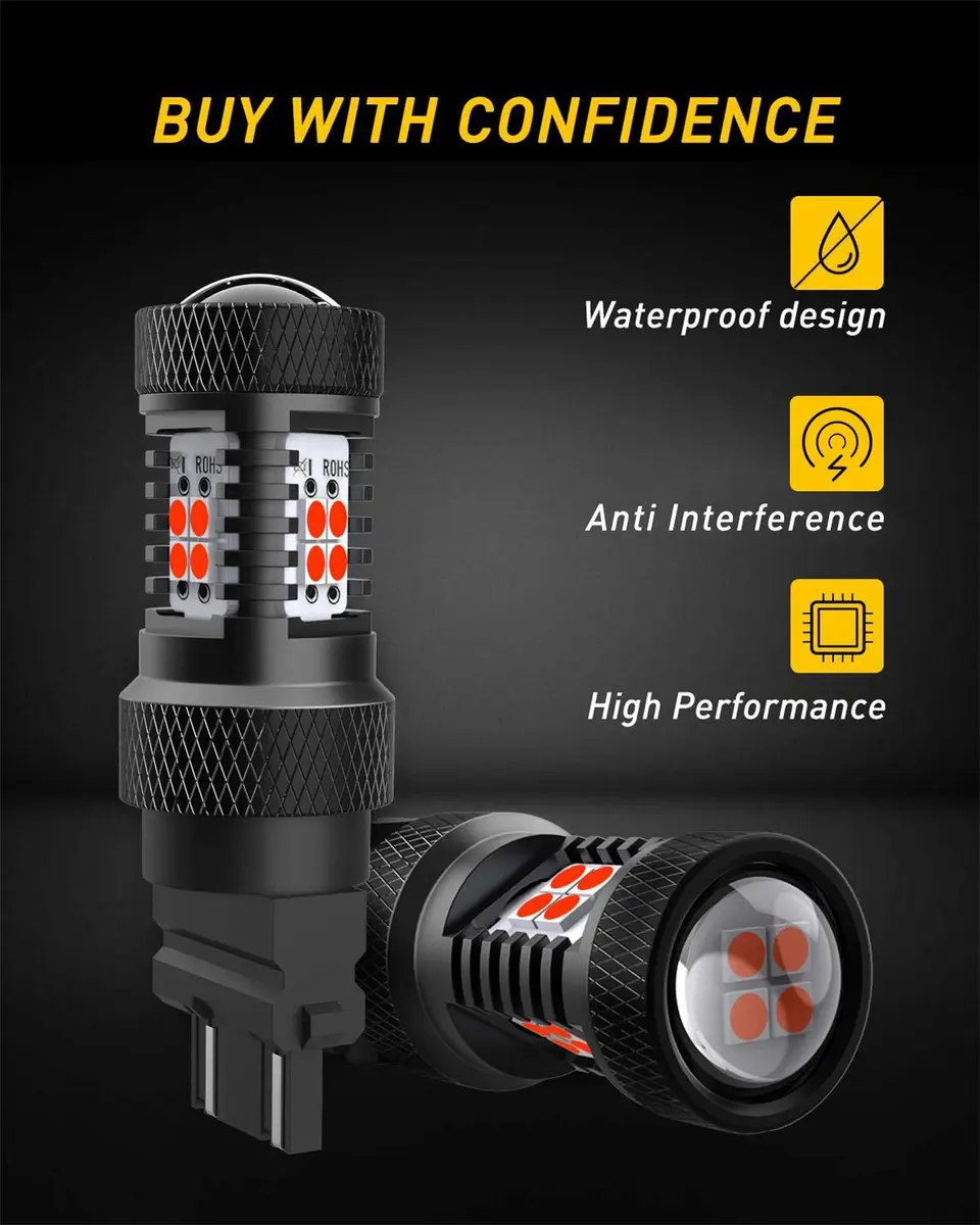 AUXITO Red 3157 LED Brake Light Bulbs Pack of 2 | Ultra Bright 700% Improved Visibility - view 6
