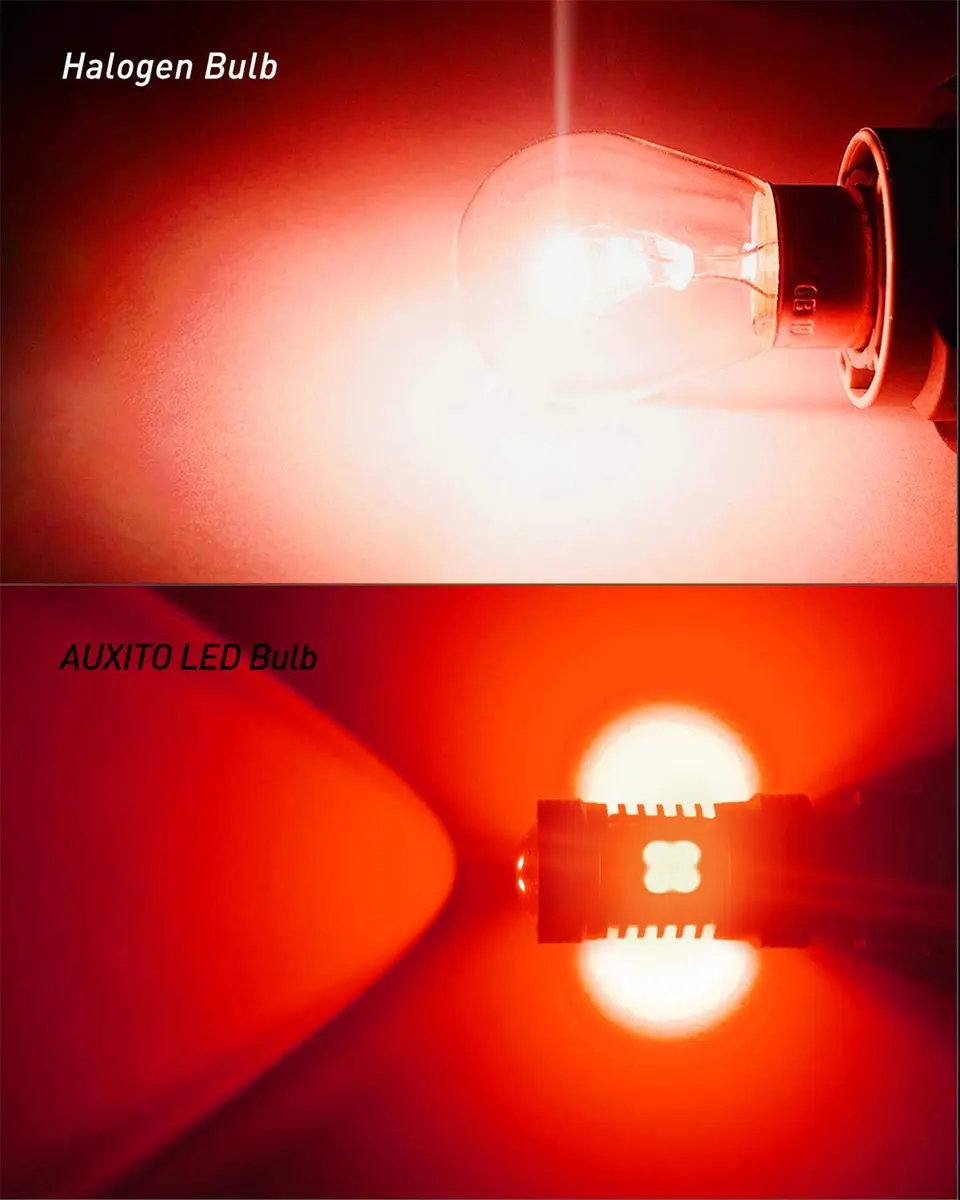 AUXITO Red 3157 LED Brake Light Bulbs Pack of 2 | Ultra Bright 700% Improved Visibility - view 3