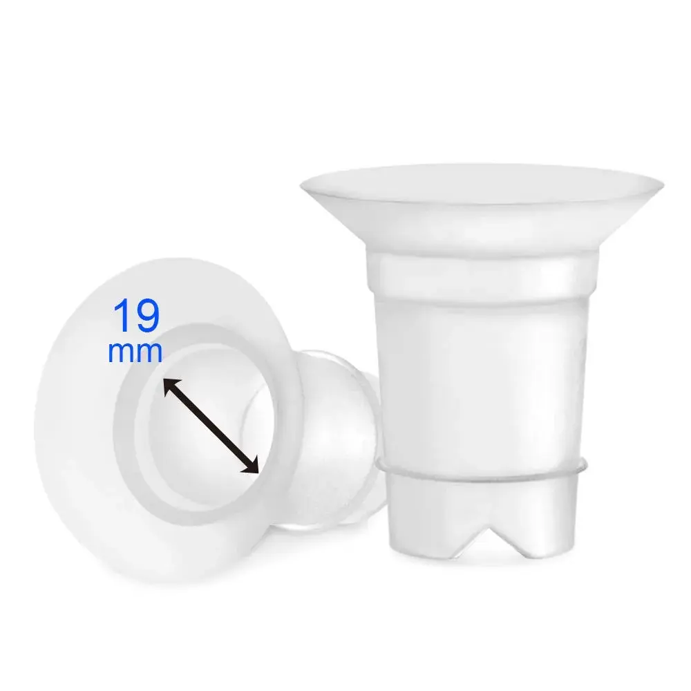 Maymom 19mm Flange Inserts for 24mm Shields | BPA-Free Silicone for Medela, Spectra, Willow, Momcozy (2-Pack, Semi-Clear) - main product image