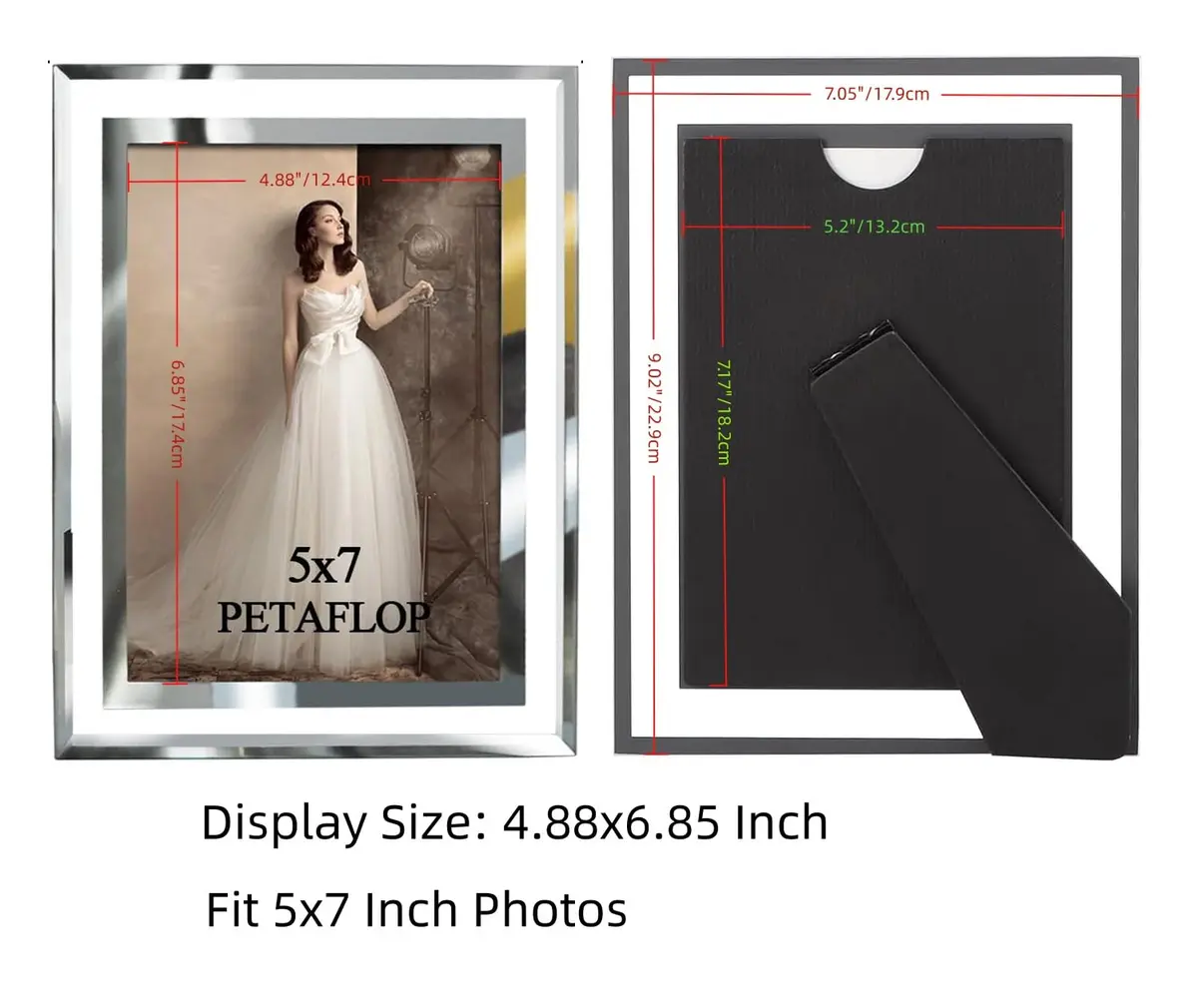 PETAFLOP 5x7 Picture Frames Set of 2 | Modern Glass Wall & Tabletop Decor (5x7 inch) - view 3