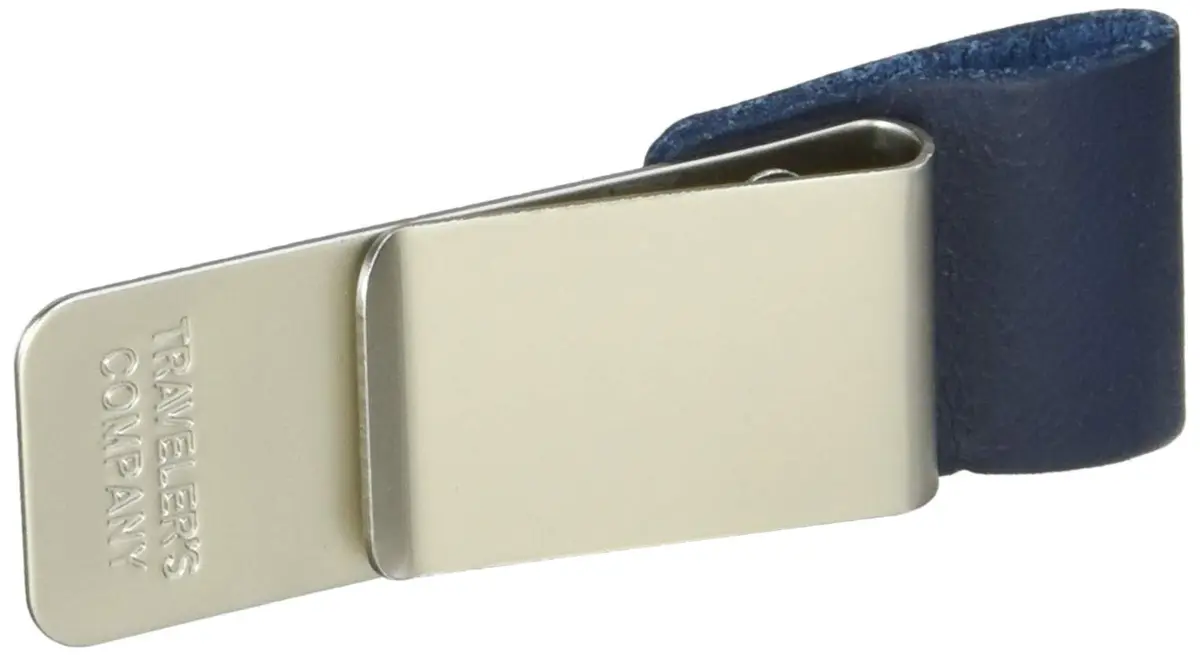 Midori Traveler's Notebook Pen Holder Medium Blue | Clip-On Leather Organizer for Pens up to 12mm - main product image