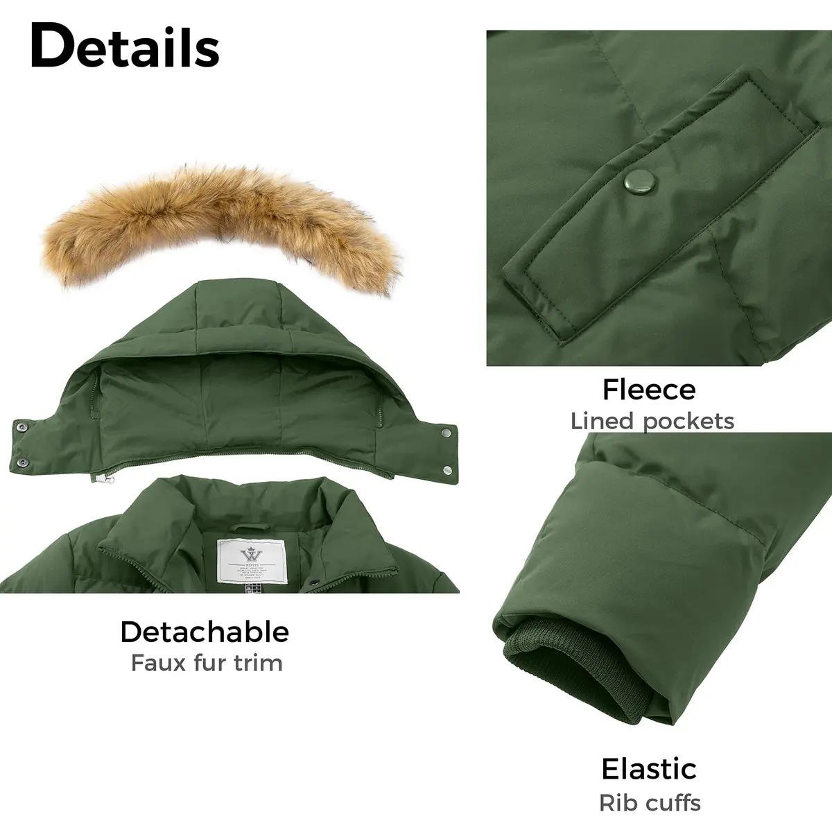 WenVen Women's Winter Thicken Long Puffer Coat with Hood, Army Green, L | Waterproof & Slim Fit - view 6