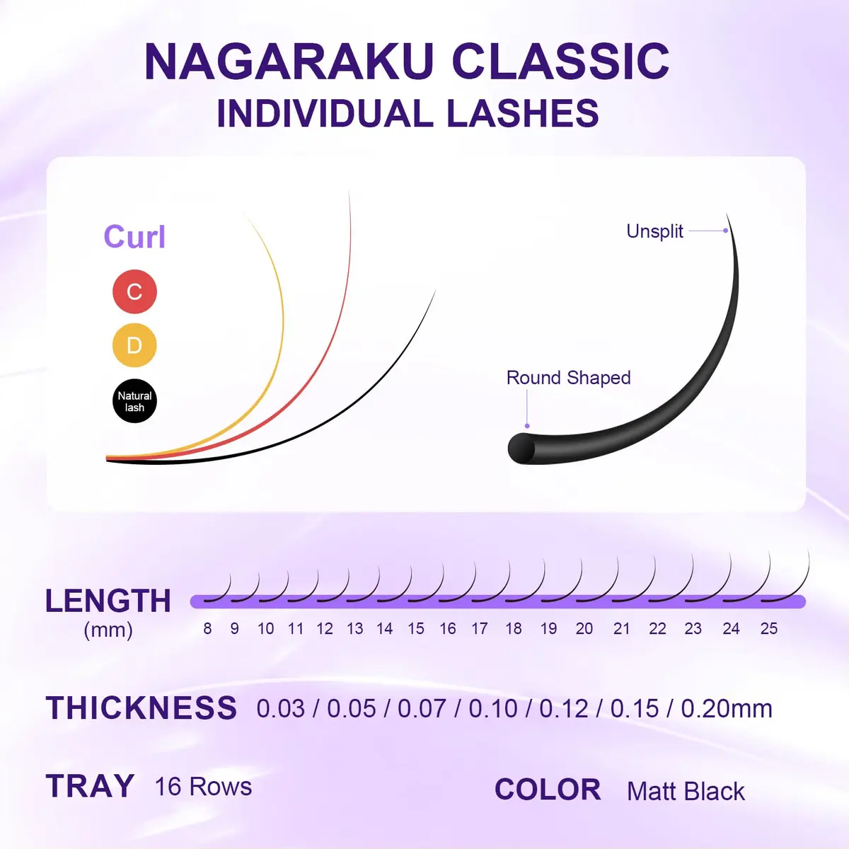 NAGARAKU Individual Eyelash Extensions 0.15 D Curl 8mm | Handmade Faux Mink for Classic Grafting - view 9