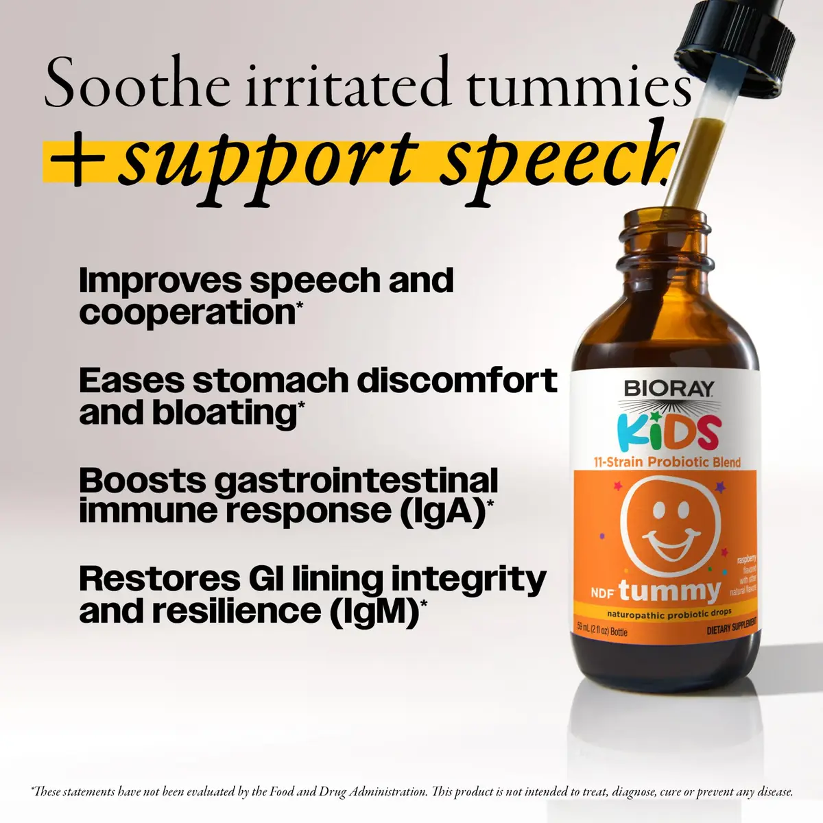 BIORAY Kids NDF Tummy Raspberry 2 Fl Oz | Supports Gut & Immune Health - view 2