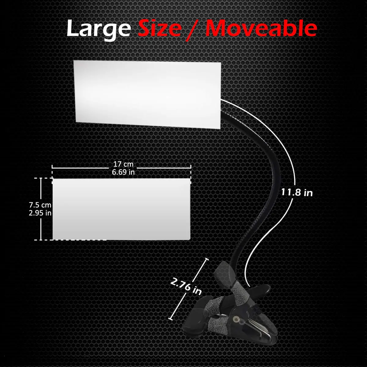 Ampper Convex Security Mirror 6.69" x 2.95" Rectangle | Adjustable Clip-On Safety Monitor - view 6