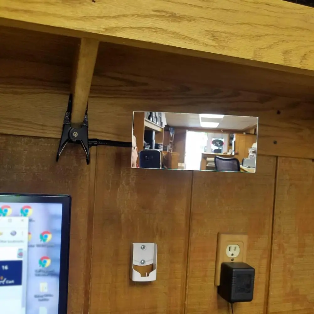 Ampper Convex Security Mirror 6.69" x 2.95" Rectangle | Adjustable Clip-On Safety Monitor - view 2
