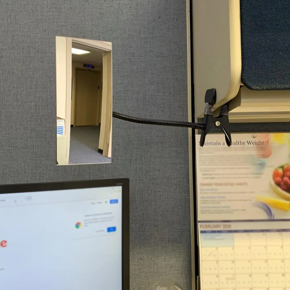Ampper Convex Security Mirror 6.69" x 2.95" Rectangle | Adjustable Clip-On Safety Monitor - view 4