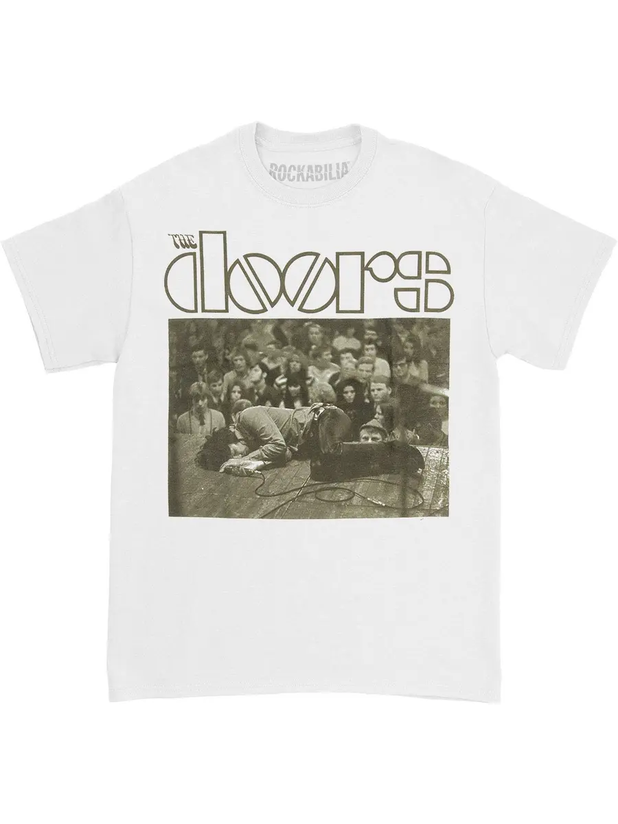 The Doors Stage Photo T-Shirt, White, Large | Iconic Jim Morrison Stage Print, Comfortable Cotton - view 4