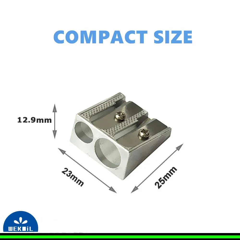WEKOIL Metal Pencil Sharpeners, Pack of 4, Silver | Dual Hole for Graphite & Colored Pencils - view 5