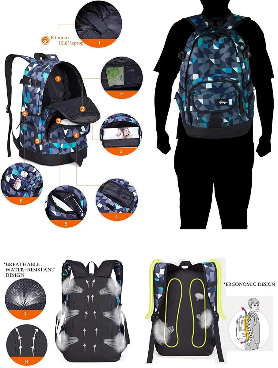 rickyh style School Backpack Travel Bag for Men & Women Lightweight College | Water-Resistant & Durable - view 8