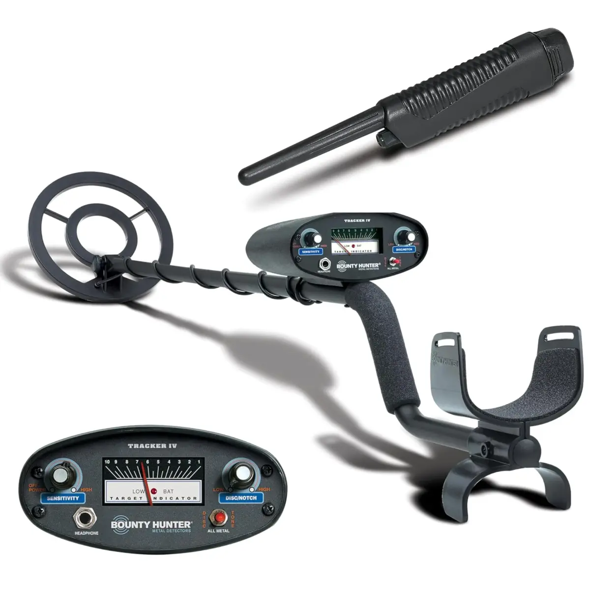 Bounty Hunter Tracker IV Metal Detector with Pinpointer, 8" Waterproof Coil, 3 Modes | 2.8 lb Lightweight for Adults & Kids - main product image