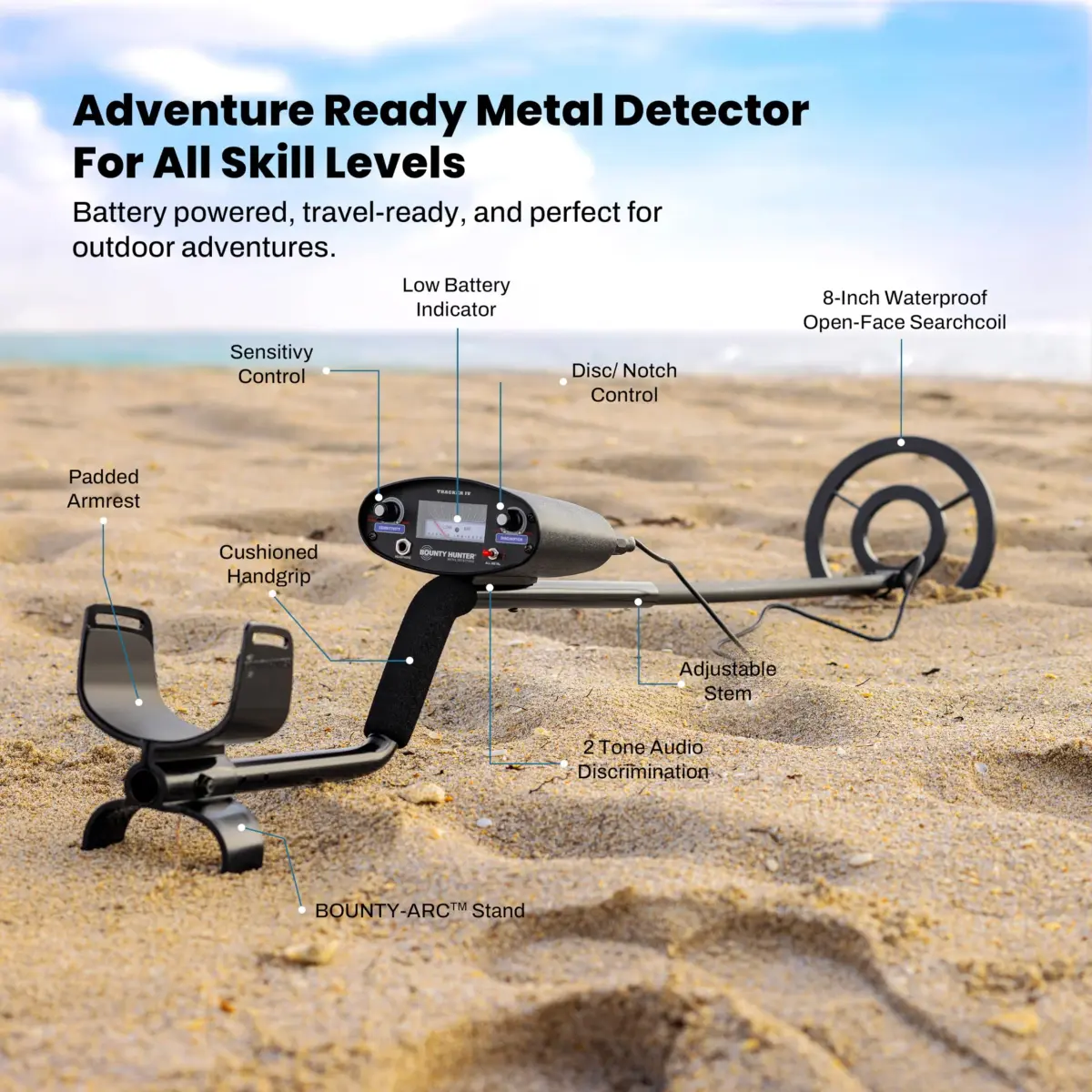 Bounty Hunter Tracker IV Metal Detector with Pinpointer, 8" Waterproof Coil, 3 Modes | 2.8 lb Lightweight for Adults & Kids - view 8