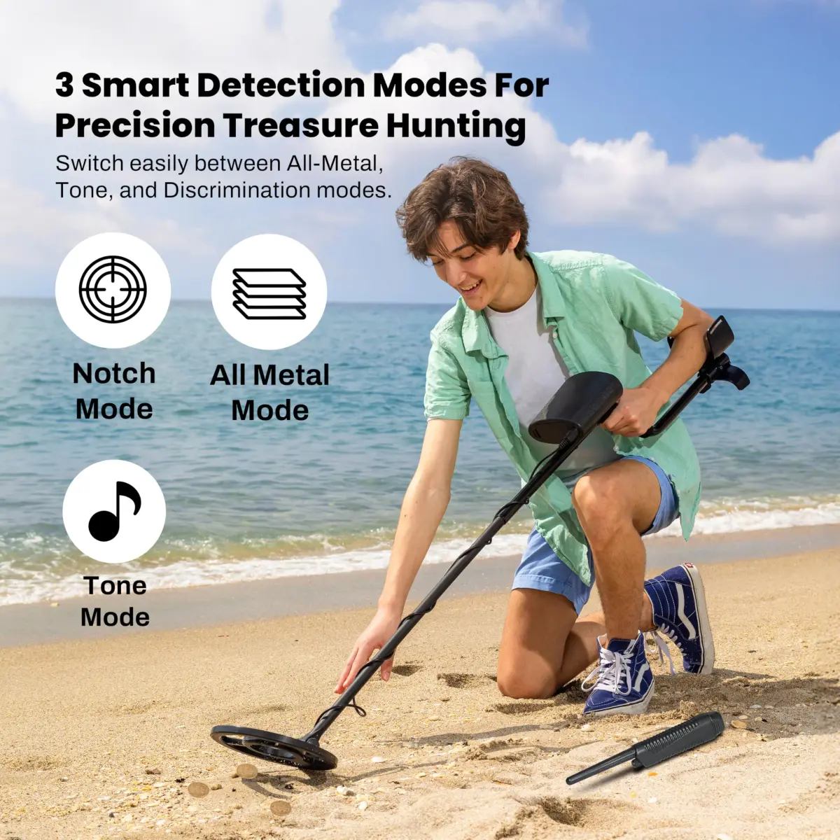 Bounty Hunter Tracker IV Metal Detector with Pinpointer, 8" Waterproof Coil, 3 Modes | 2.8 lb Lightweight for Adults & Kids - view 3