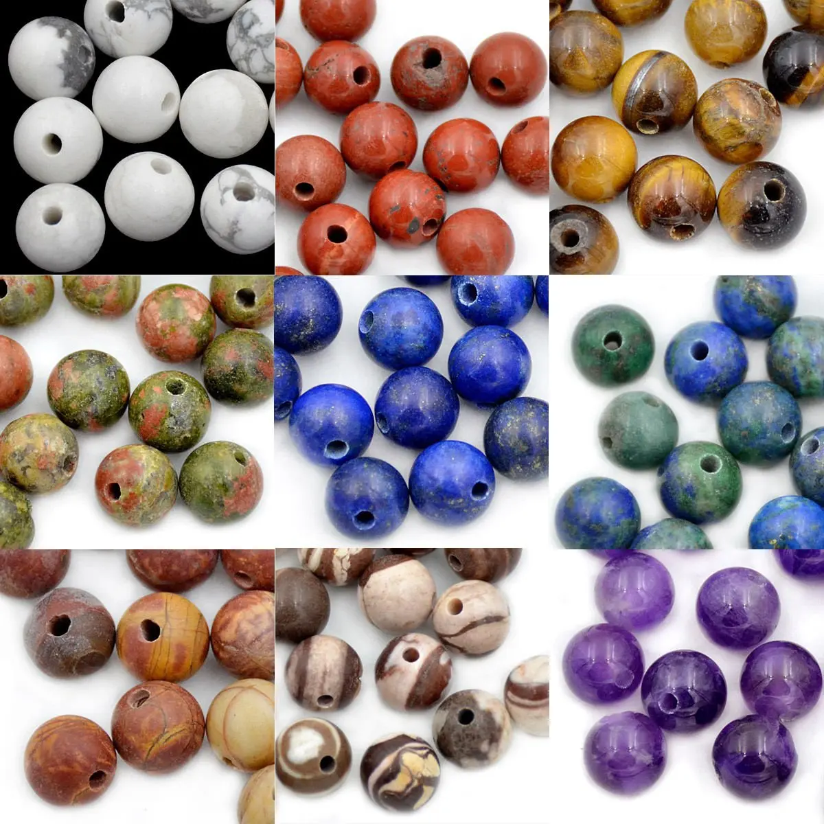 AD Beads Natural Gemstone 10mm Round Loose Beads Big Hole 2mm | White Pearl Jewelry Beads - view 4