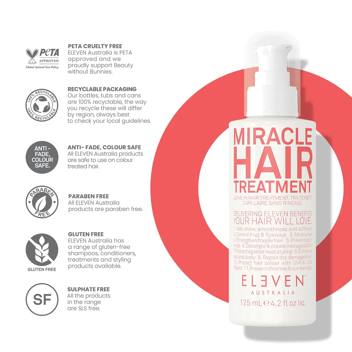 ELEVEN AUSTRALIA Miracle Hair Treatment Leave-In Conditioner 4.2 Fl Oz | All Hair Types, UV & Heat Protection - view 7