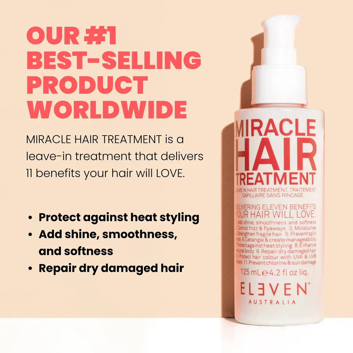 ELEVEN AUSTRALIA Miracle Hair Treatment Leave-In Conditioner 4.2 Fl Oz | All Hair Types, UV & Heat Protection - view 2