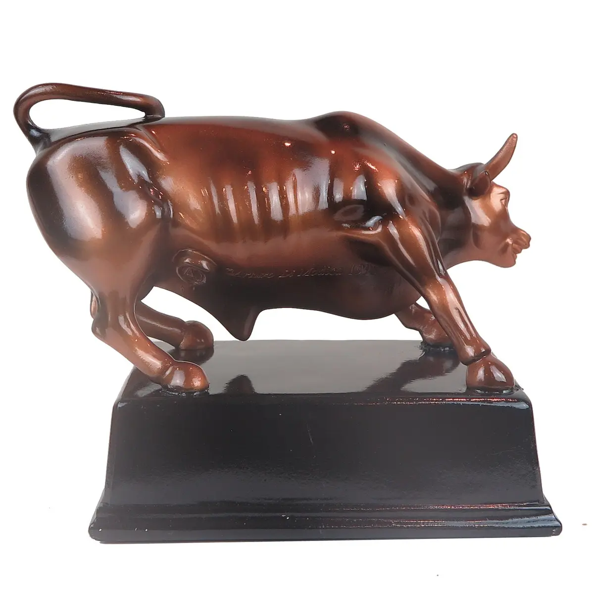 Torkia Official Licensed Bronze Wall Street Bull Stock Market NYC Figurine with Base (Large 6.5") | Collectible Wall Street Figurine - view 3