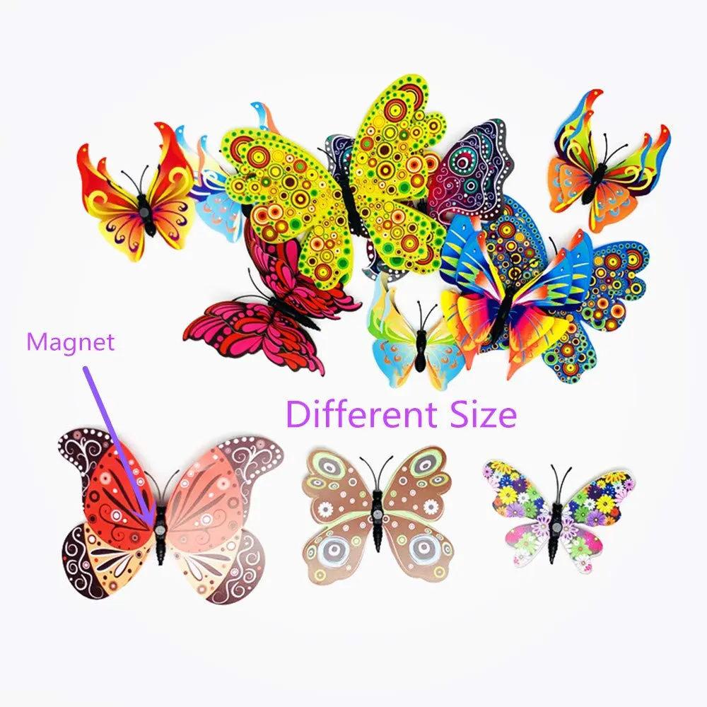 Koolemon 12PCS 3D Butterfly Fridge Magnets Wall Sticker | Home Decor & Party Gift - view 3