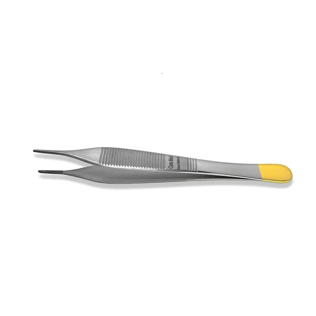 Cynamed 4.75" Adson Plastic Surgery Forceps with Tungsten Carbide Inserts | Serrated Tips, Gold Handle - view 6