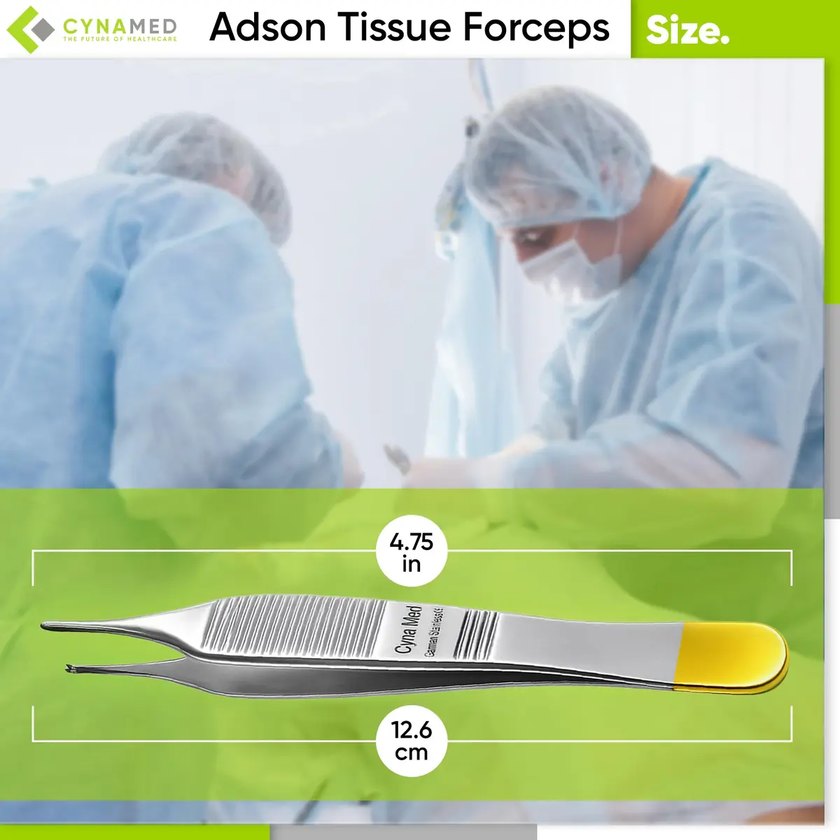 Cynamed Adson Plastic Surgery Forceps 4.75" Straight Fine Point | Tungsten Carbide Inserts with Gold Handle - view 3