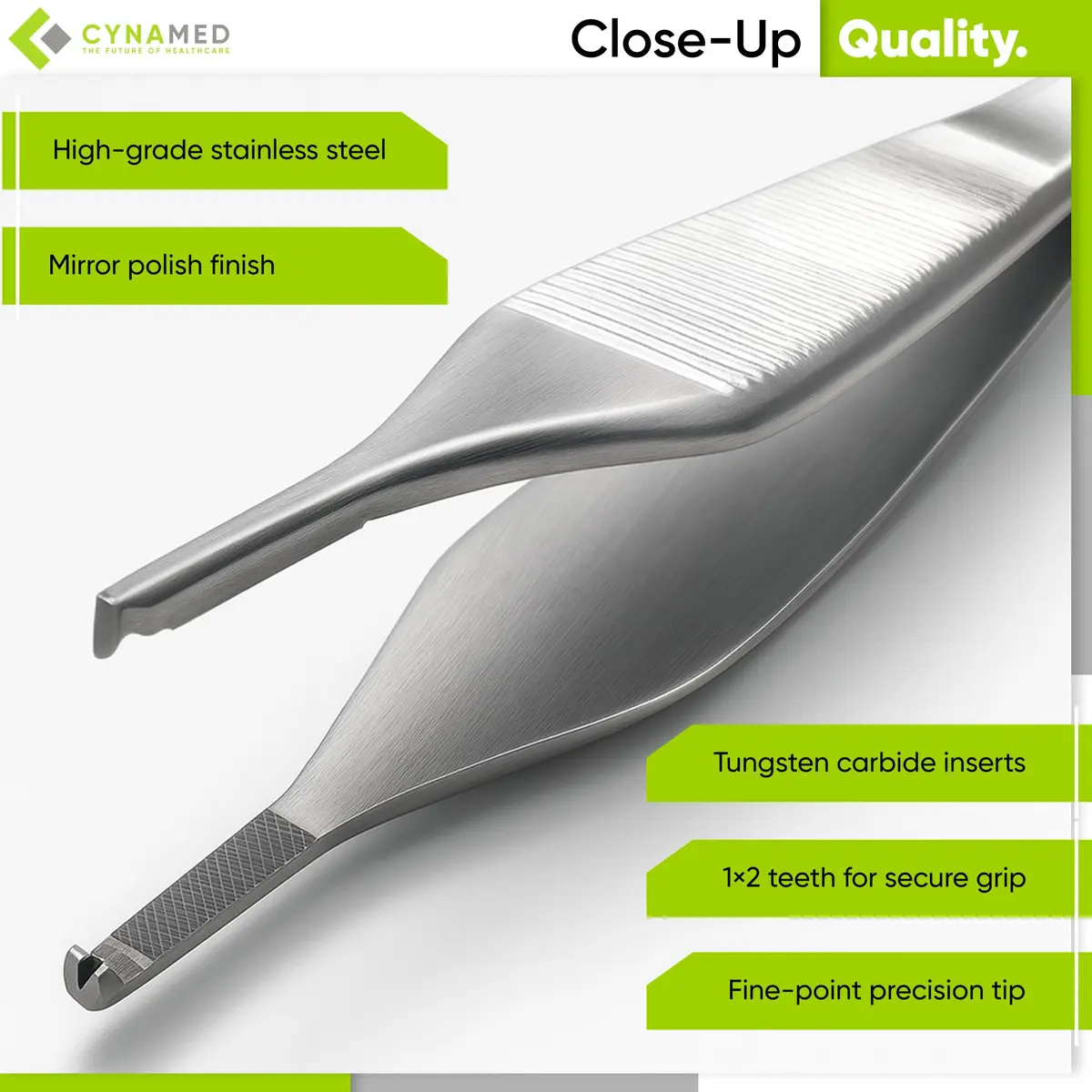 Cynamed Adson Plastic Surgery Forceps 4.75" Straight Fine Point | Tungsten Carbide Inserts with Gold Handle - view 4
