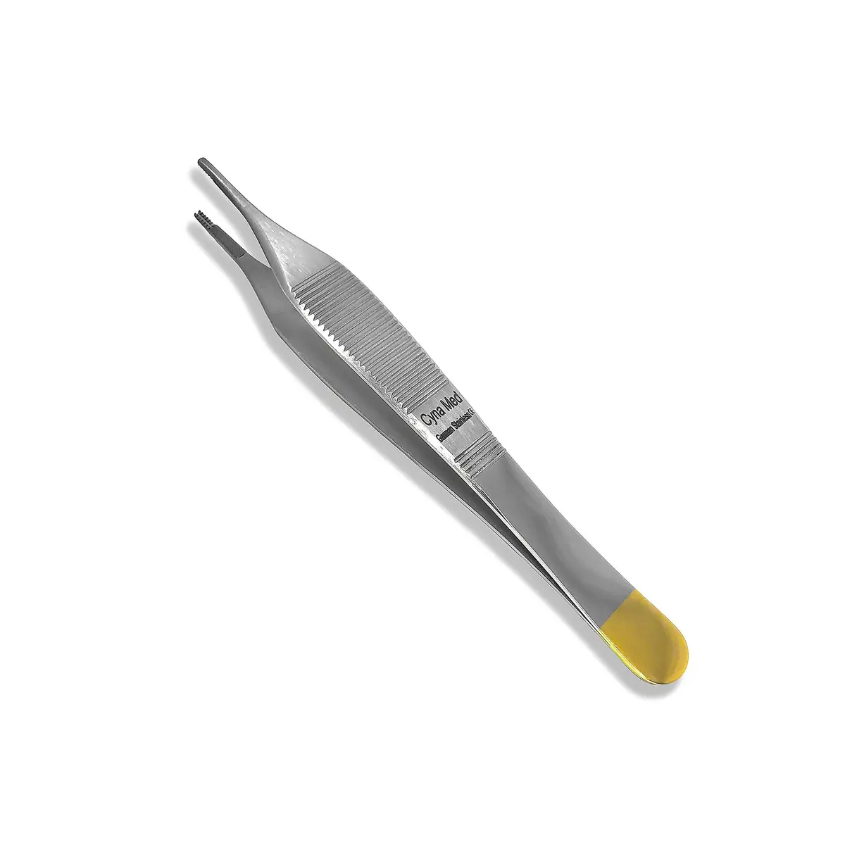 Cynamed Adson Plastic Surgery Forceps 4.75" Straight Fine Point Gold Handle | Tungsten Carbide Inserts (9X9 Teeth) - main product image