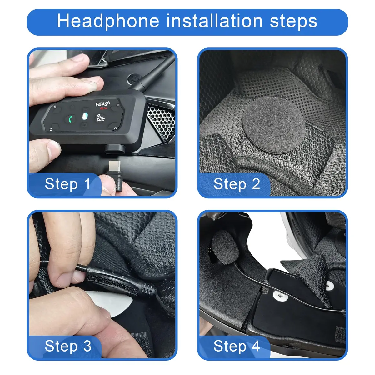 EJEAS V6 Pro Motorcycle Helmet Bluetooth Intercom 850mAh Waterproof Noise Cancellation - view 8