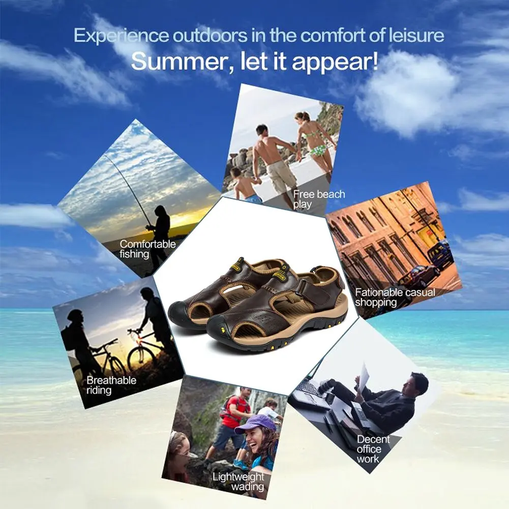 BINSHUN Leather Hiking Sandals for Men | Water-Resistant Outdoor Sport Shoes (US6/US7.5/US9.5/US11.5) - view 6