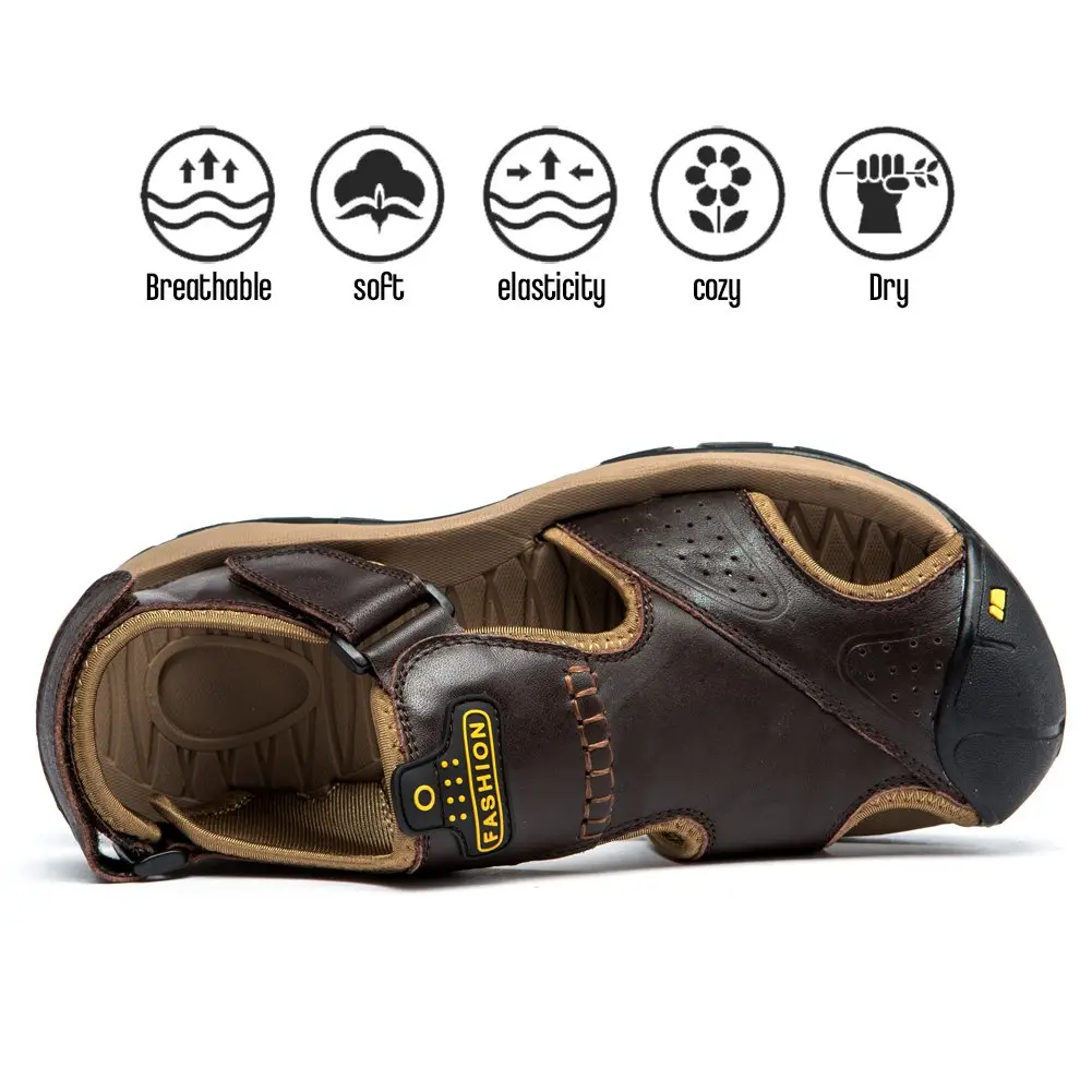 BINSHUN Leather Hiking Sandals for Men | Water-Resistant Outdoor Sport Shoes (US6/US7.5/US9.5/US11.5) - view 2