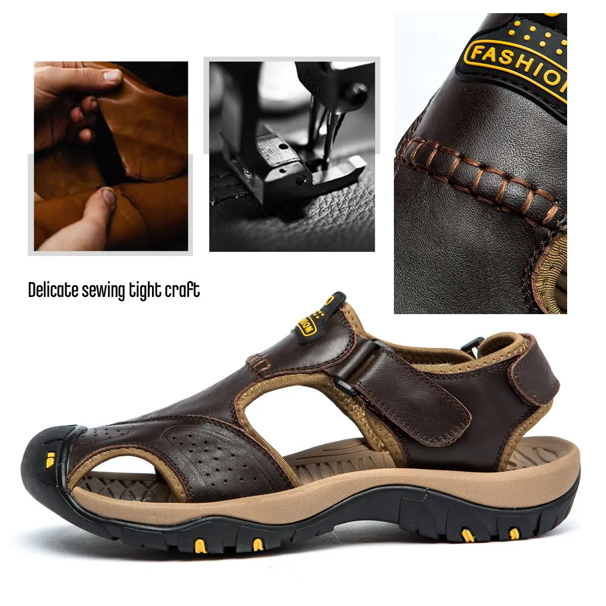 BINSHUN Leather Hiking Sandals for Men | Water-Resistant Outdoor Sport Shoes (US6/US7.5/US9.5/US11.5) - view 4