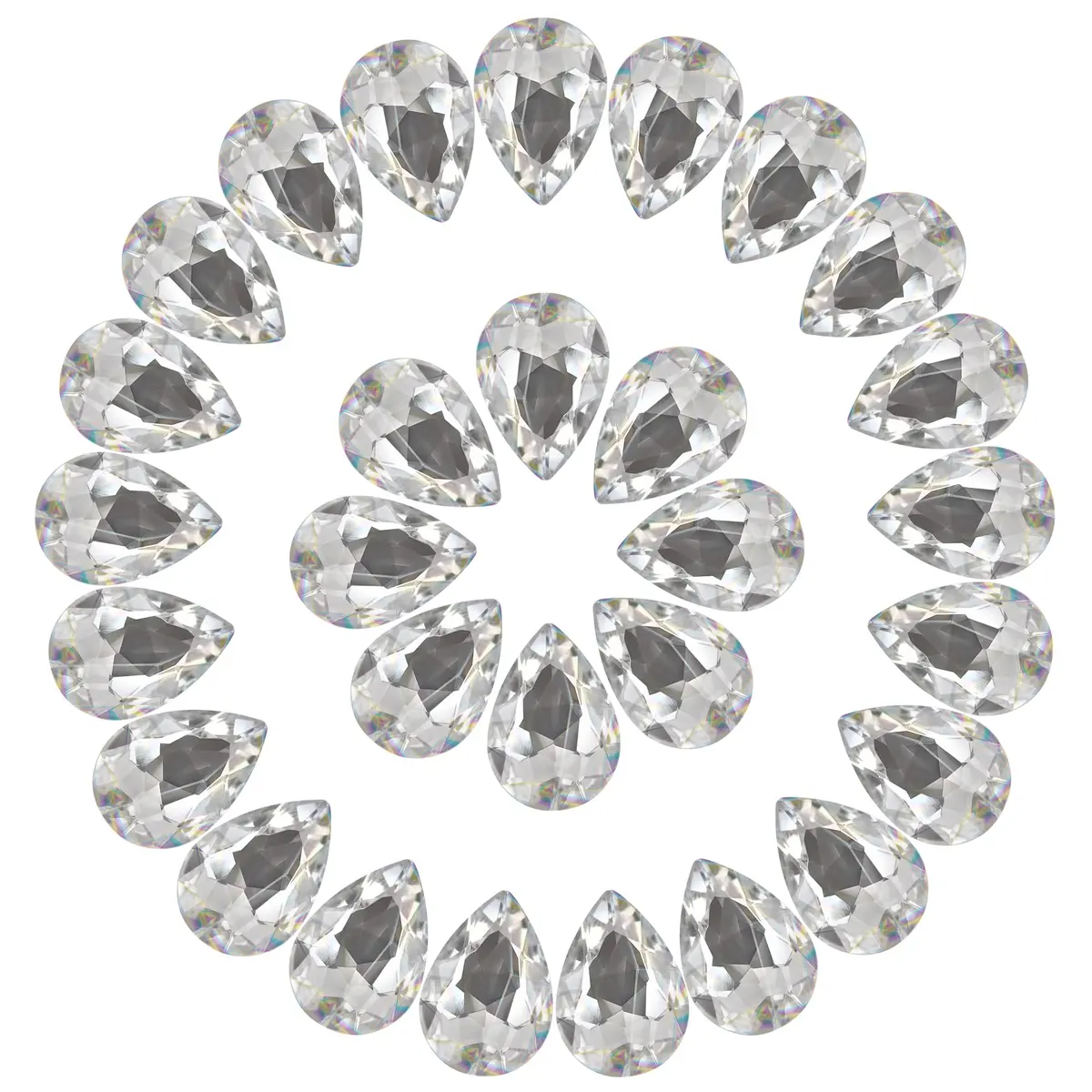 Jyukan Teardrop Crystal AB Resin Rhinestone 14mm x 10mm | Sparkling Pointback Glass for Jewelry & Crafts - main product image