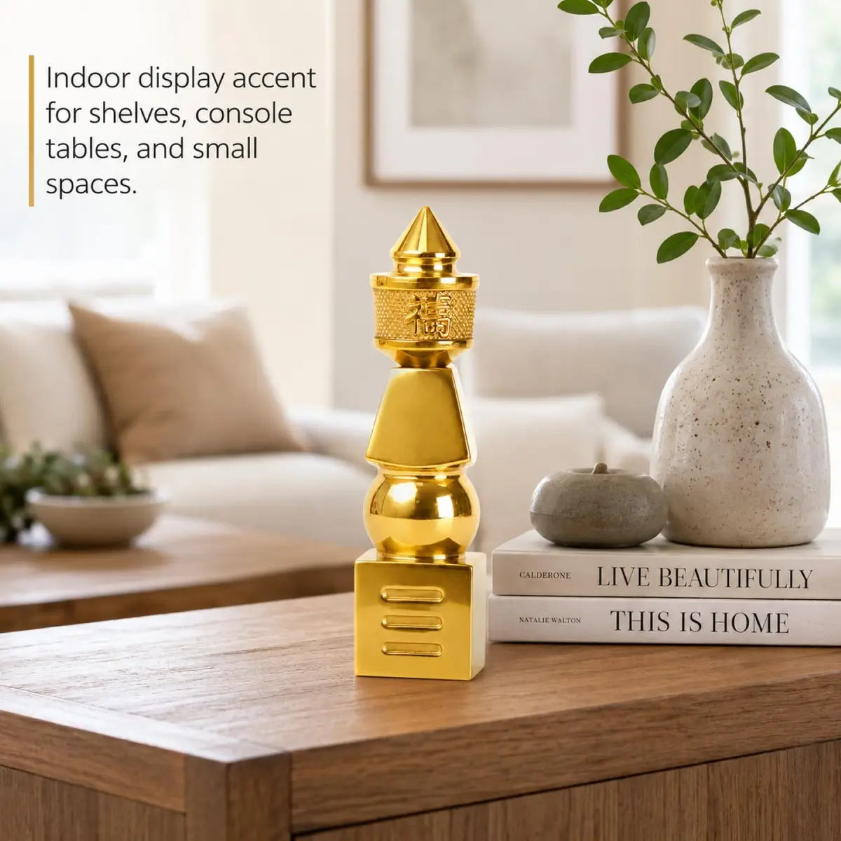 I-MART 5 Element Pagoda Feng Shui Decor 15.2 cm (6-inch) | Brass with Polished Gold-Tone Finish - view 7