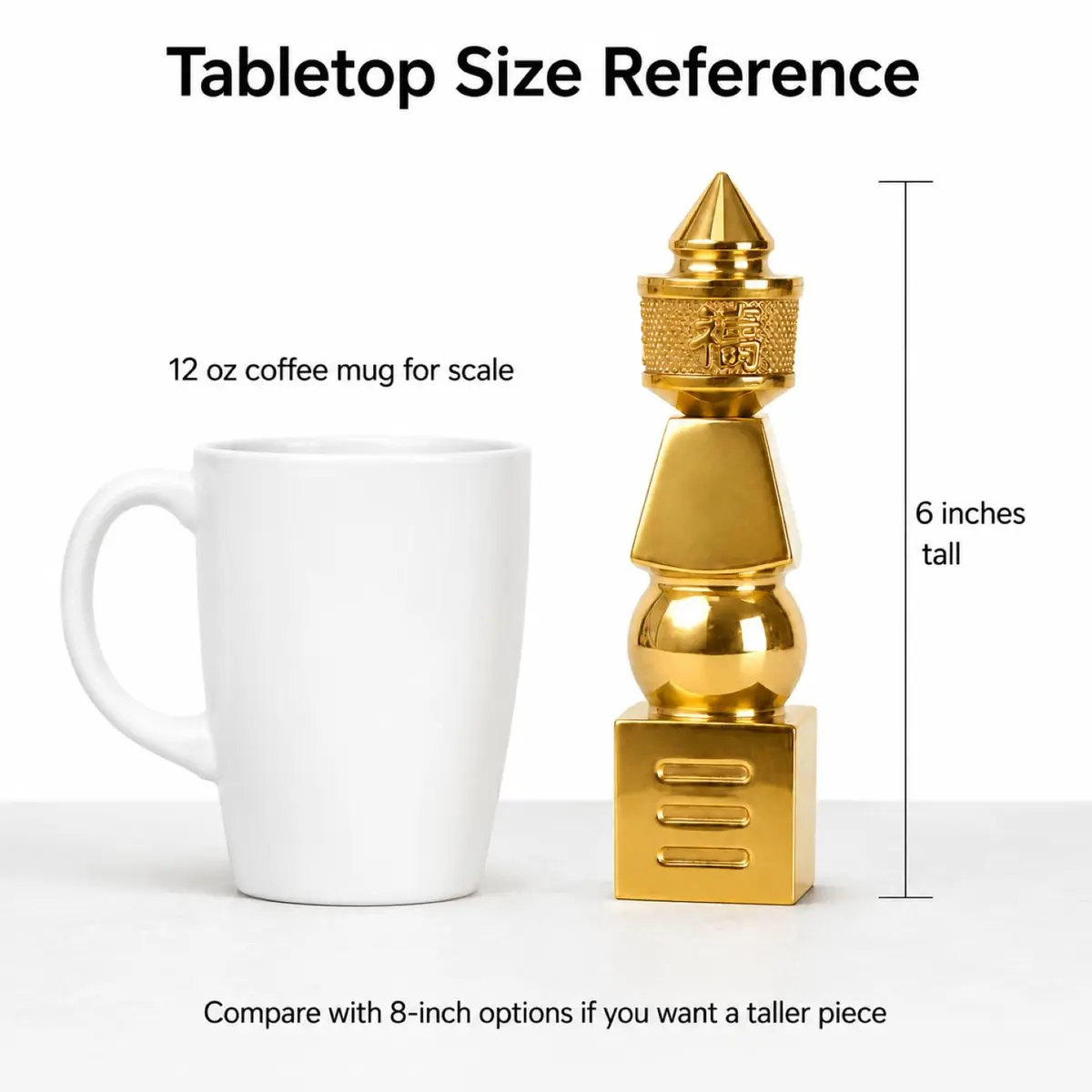 I-MART 5 Element Pagoda Feng Shui Decor 15.2 cm (6-inch) | Brass with Polished Gold-Tone Finish - view 3