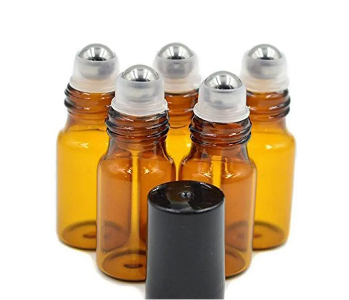 ericotry 5ml Amber Glass Roller Bottles (24-Pack) | Protects Oils from UV Rays - main product image