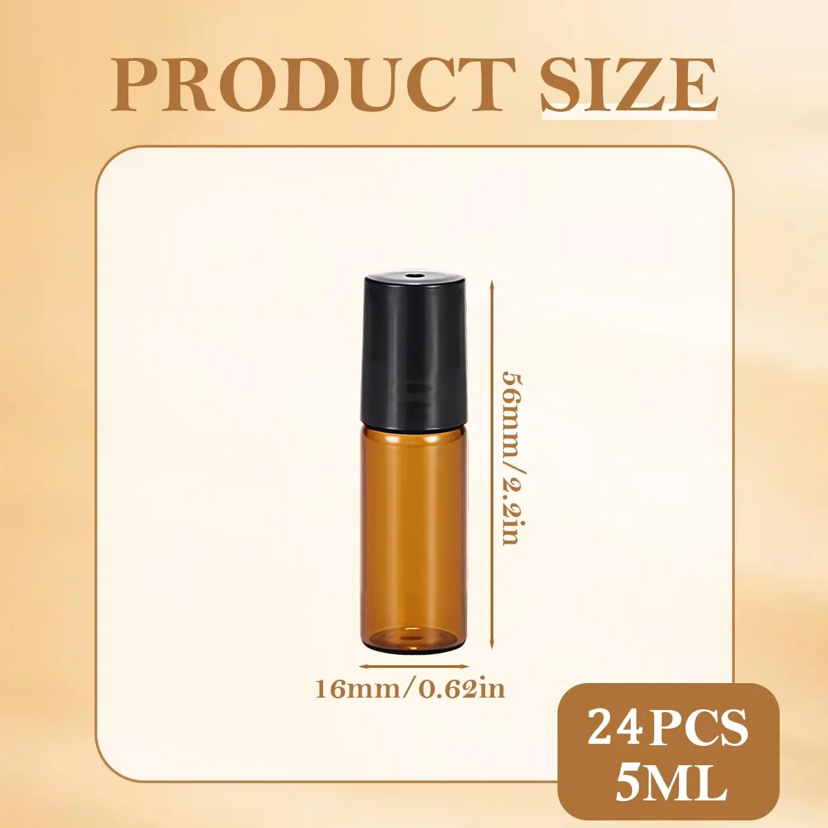 ericotry 5ml Amber Glass Roller Bottles (24-Pack) | Protects Oils from UV Rays - view 2