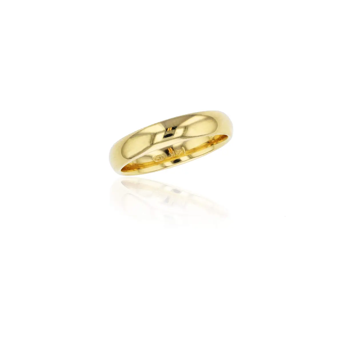 DECADENCE 14K Yellow Gold Wedding Band 4mm | Polished Plain Ring, Size 8, Italy - main product image
