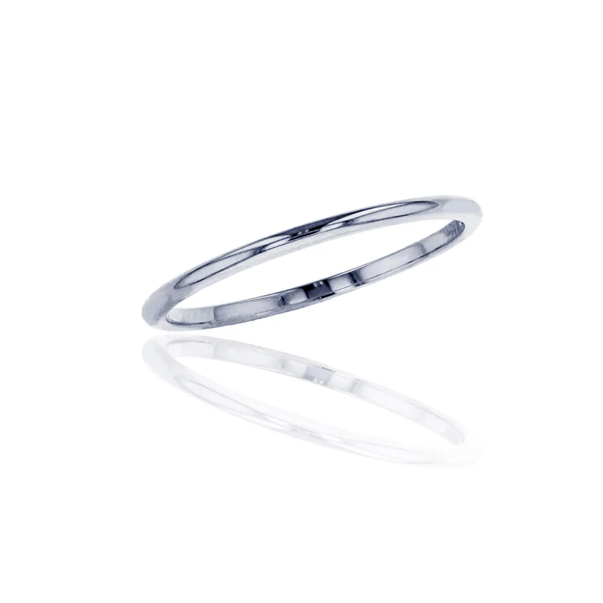 DECADENCE 14K White Gold 1mm Polished Wedding Band Size 6.5 | Solid 14K Gold, Made in Italy - main product image
