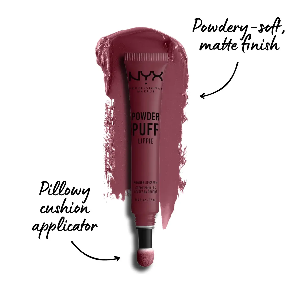 NYX PROFESSIONAL MAKEUP Powder Puff Lippie Lip Cream, Moody (Cool Toned Plum) | Matte, Long Lasting, Vegan Lipstick - view 2
