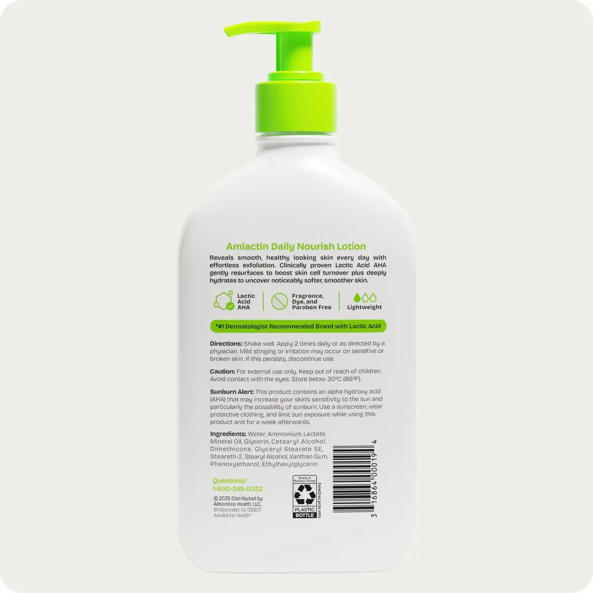 AmLactin Daily Nourish Body Lotion 400ml (14.1 oz) | Exfoliates & Moisturizes for Dry Skin - view 6