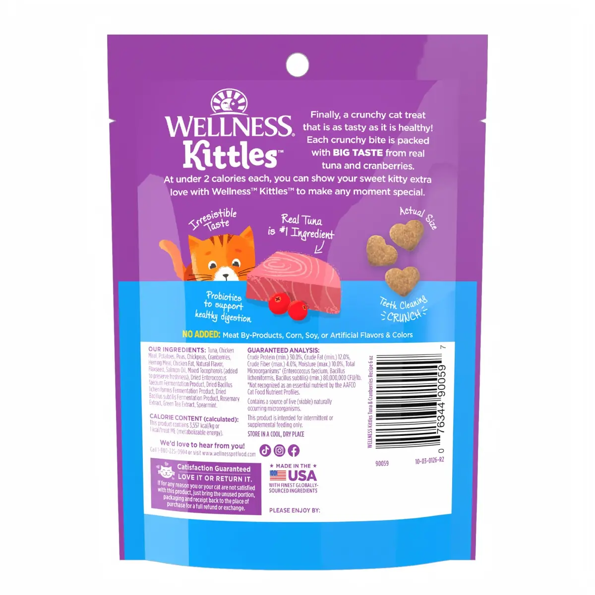 Wellness Kittles Crunchy Cat Treats Tuna & Cranberry Flavor 6 oz (170 g) | Grain-Free Dental Care for All Lifestages - view 9