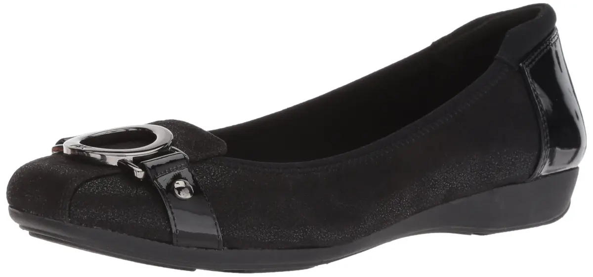Anne Klein Umeko Ballet Flat Black/Multi Fabric 6.5 US | Stylish, Cushioned, No Heel - main product image